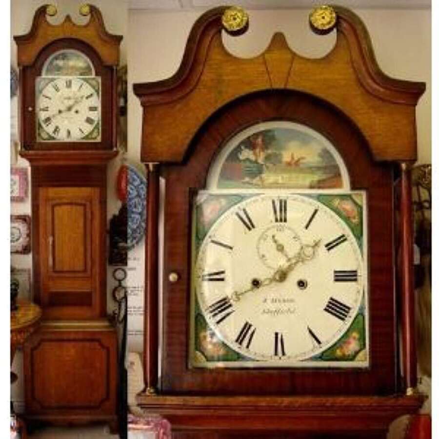 An Oak and Mahogany Longcase Clock