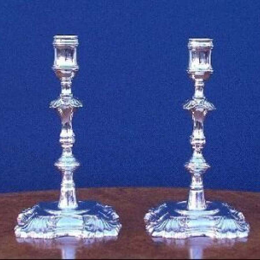 A Pair of George II Silver Candlesticks
