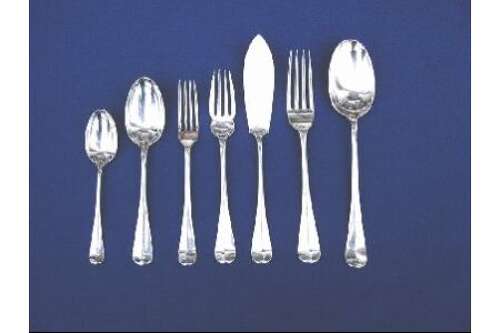 A Silver Rat Tail Flatware Service