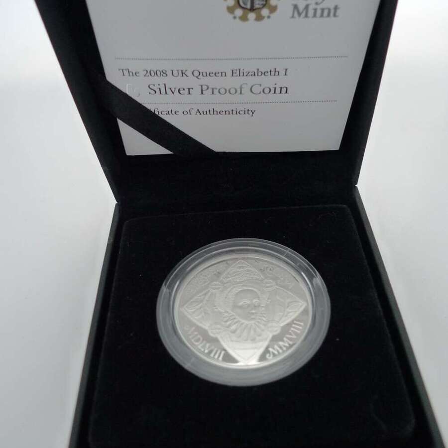 2008 Queen Elizabeth I &pound;5 silver proof coin.