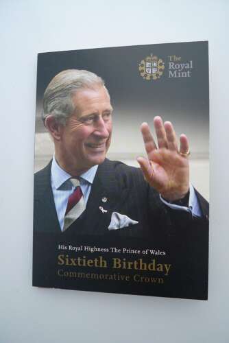 The Prince of Wales Sixtieth Birthday commemorative £5 coin.