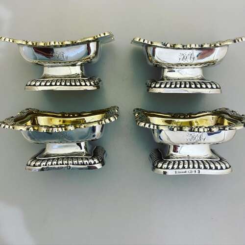 A set of four silver gilt salt cellars, Sheffield 1811.