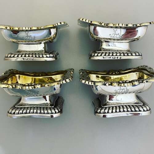 A set of four silver gilt salt cellars, Sheffield 1811.