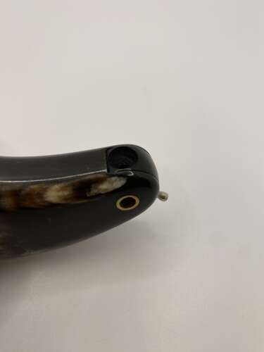 Scottish horn snuff mull with swivel dispenser. Circa 1900.