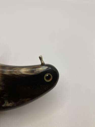 Scottish horn snuff mull with swivel dispenser. Circa 1900.
