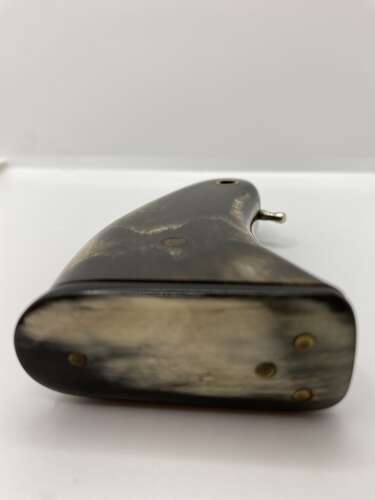Scottish horn snuff mull with swivel dispenser. Circa 1900.