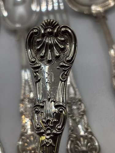 Double struck Queen's pattern flatware service.