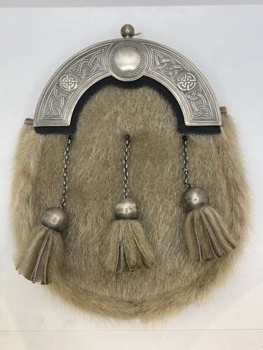 Silver plated seal skin sporran