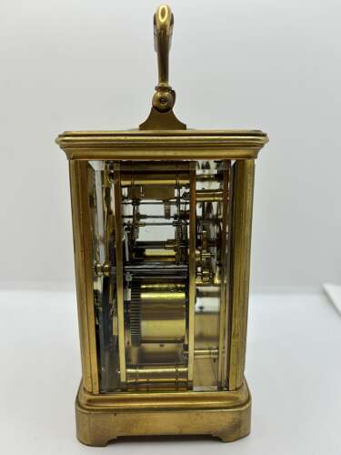 Victorian French brass striking carriage clock circa 1895 by Henri Jacot