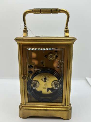 Victorian French brass striking carriage clock circa 1895 by Henri Jacot