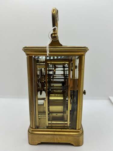 Victorian French brass striking carriage clock circa 1895 by Henri Jacot