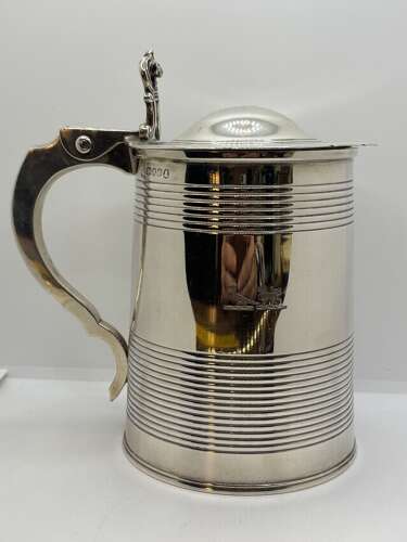 George III silver quart tankard by A & G Burrows, London 1817.