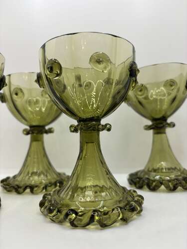 Set of four Art Nouveau hock Roemer wine glasses, circa 1890