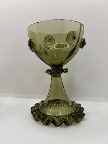 Set of four Art Nouveau hock Roemer wine glasses, circa 1890