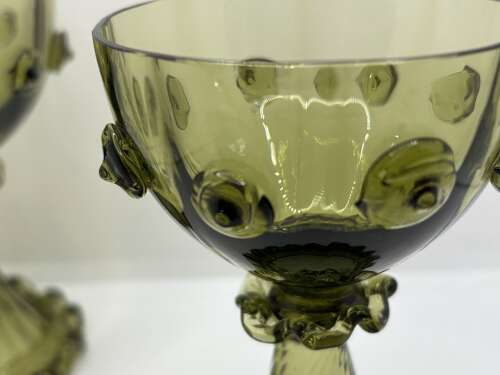 Set of four Art Nouveau hock Roemer wine glasses, circa 1890