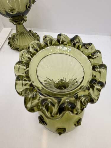 Set of four Art Nouveau hock Roemer wine glasses, circa 1890