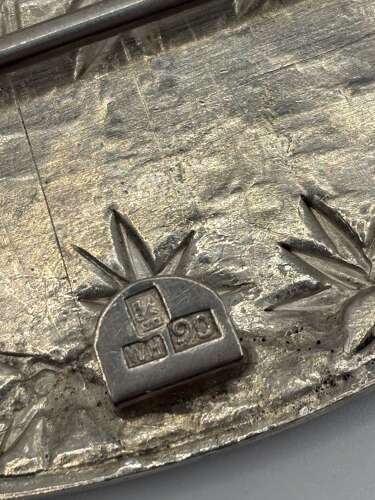 Chinese export silver buckle. Maker: Wang Hing, Canton circa 1900
