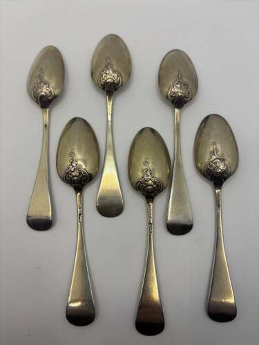 Set of Six Silver Gilt Fancy Teaspoons. London C. 1750
