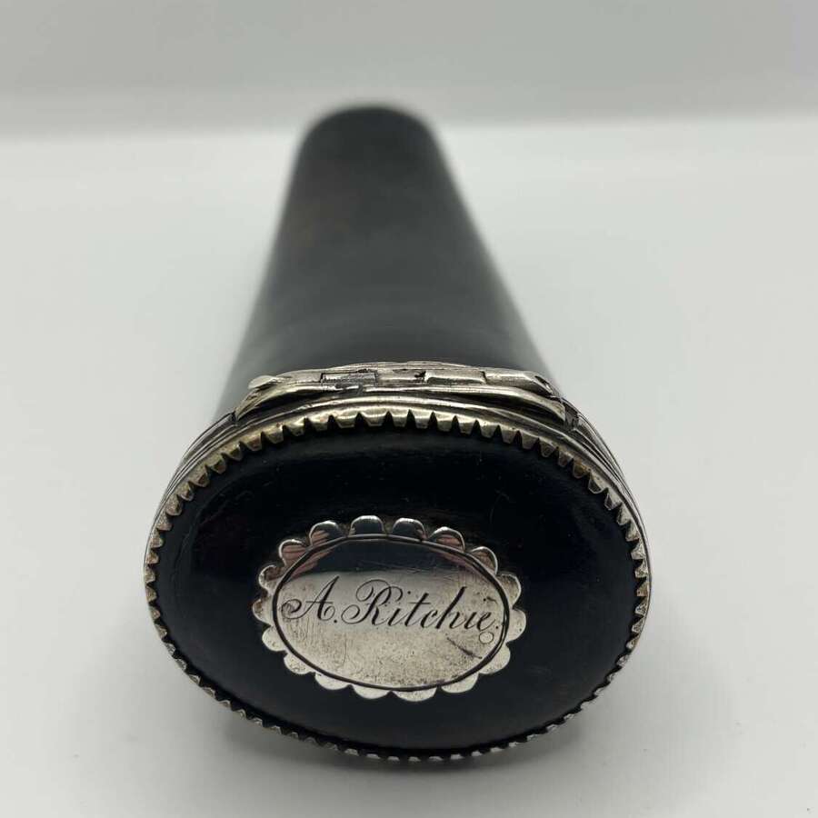 Silver mounted horn mull. Circa 1870.