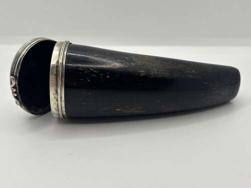 Silver mounted horn mull. Circa 1870.