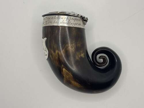 Regimantal silver mounted snuff mull, 93rd Highlanders 1838. Murray Crest.