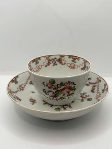 Newhall Tea Bowl and Saucer (Pattern 267). Circa 1790.