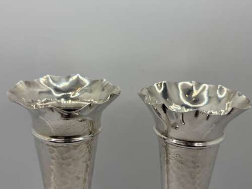 Pair of silver flower vases. London 1904 & 1913.