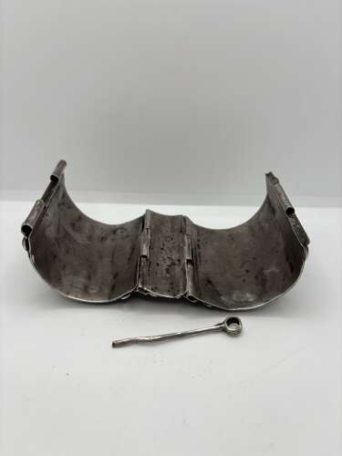 Ottoman silver and coral cuff, circa 1880. Bedouin or West Yemen. 4.54 ozt.